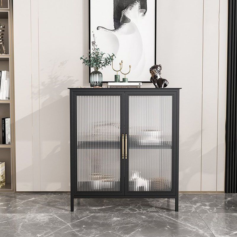 Glam Iron Dining Server Glass Doors Cabinet Sideboard per il ristorante