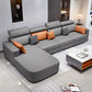 Scandinavian Pillowed Back Cushions Stain-Resistant Faux Leather Sofa