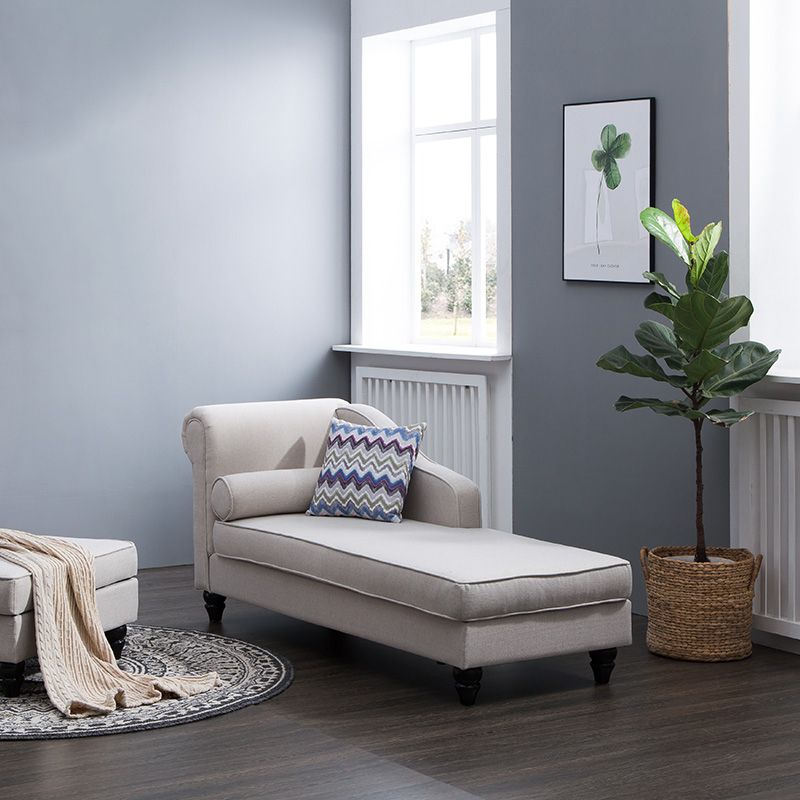 Modern Style Chaise Lounge Couch Solid Color Lounge Chair with Linen Clearhalo 'Chairs & Seating' 'Chaise Lounge' 'chaise_lounge' 'furn' 'furn_chaise_lounge' 'Furniture' 'Living Room Furniture' 1200x1200_194fc2b3-9579-47c6-996a-bdb46872c18a