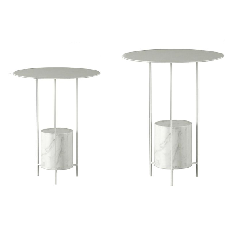 Triple Pin Round Side Table Mid-Century Metal Side End Table