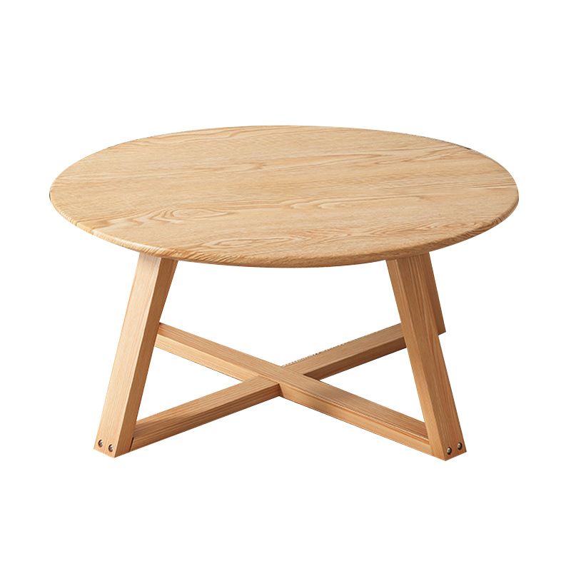 Cross Legs Coffee Table Minimalist Solid Wood Round Coffee Table