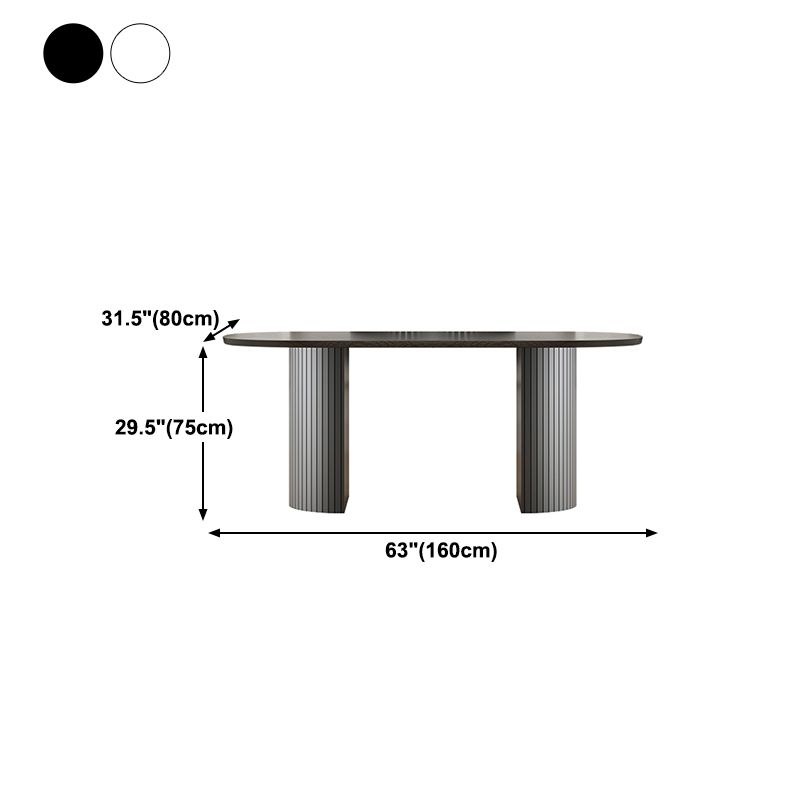 Black Tone Dining Table Simplicity Style Double Pedestal Table for Dining Room Clearhalo ' dining_table' 'Dining Tables & Seating' 'Dining Tables' 'furn' 'furn_dining_table' 'Furniture' 'furniture_dining_table' 'Kitchen & Dining Furniture' 'kitchen&dining_furn' 'kitchen' 'kitchen_dining_table' 1200x1200_1956bb28-814d-4c4b-b03e-5efca91288d7