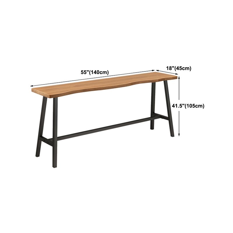 Tavolo da bistrot in legno di pino rettangolare tavolo da pub industriale con base di cavalletto in nero