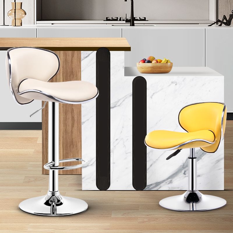 Modern Rotatable Backrest Counter Stool Steel Cashier Bar Stool with Leather Cushion Clearhalo 'Bar Furniture' 'Bar Stools' 'bar_stools' 'furn' 'furn_bar_stools' 'Furniture' 'furniture_bar_stools' 'Kitchen & Dining Furniture' 1200x1200_1956c0a6-d831-47a3-a025-53e3351cfb81