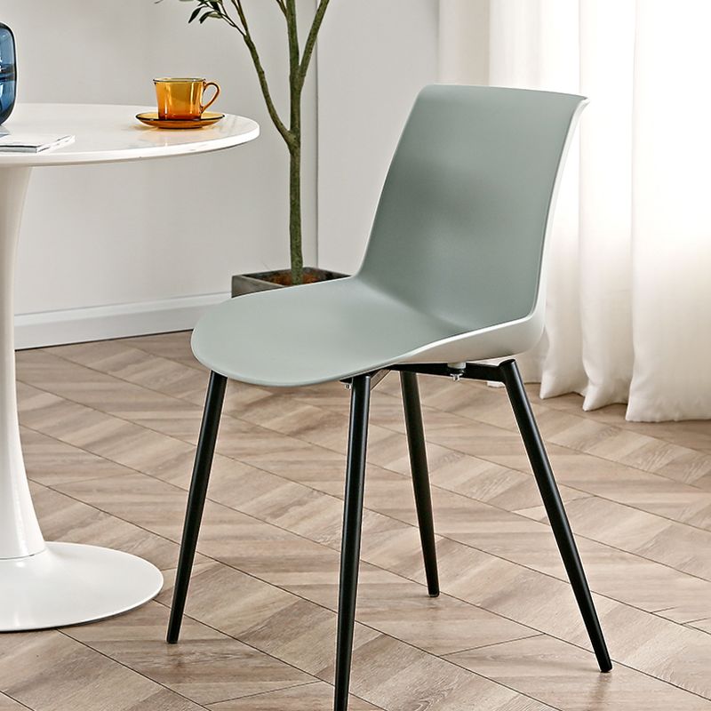 Nordic Solid Back Side Chair Plastic Indoor Arm Chair with Metal Base for Restaurant Clearhalo 'Dining Chairs' 'Dining Tables & Seating' 'dining_chair' 'furn' 'furn_dining_chair' 'Furniture' 'Kitchen & Dining Furniture' 1200x1200_19570df4-c9ed-47f9-8199-3f6940de5c62