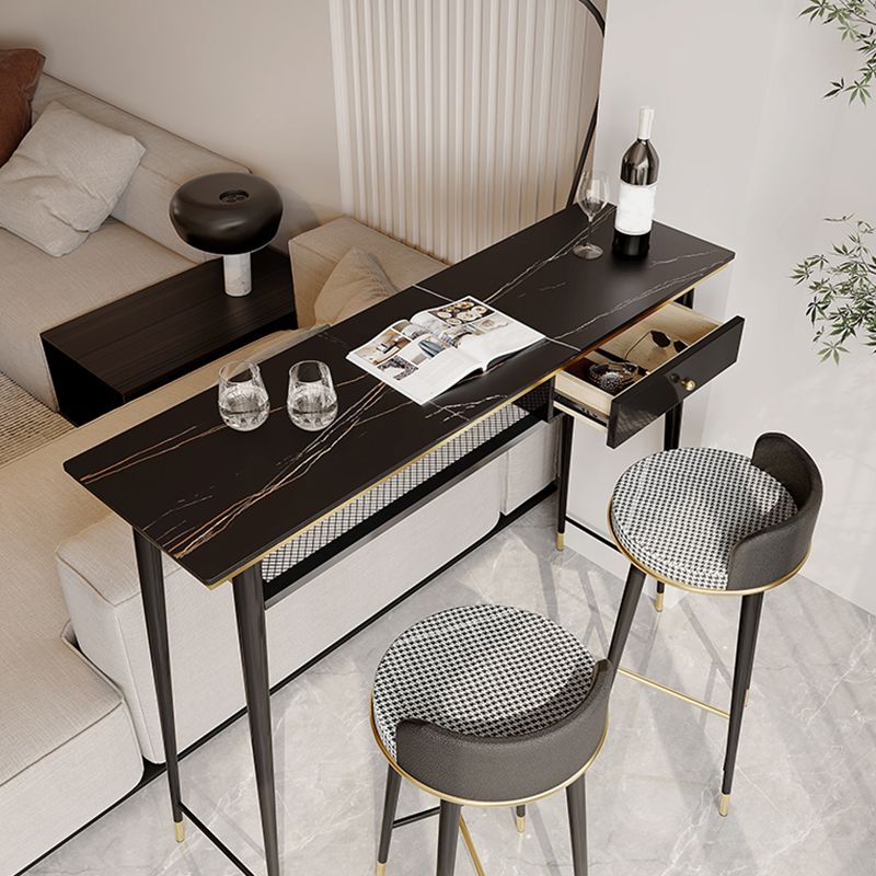 Industrial Marble Pub Table with Rectangle Table Top Legs Table - 41.3" H Clearhalo 'Bar Furniture' 'Bar Tables' 'bar_tables' 'furn' 'furn_bar_tables' 'Furniture' 'furniture_bar_tables' 'Kitchen & Dining Furniture' 1200x1200_195739bd-2e6b-4467-acb4-044c1fc0ab7e