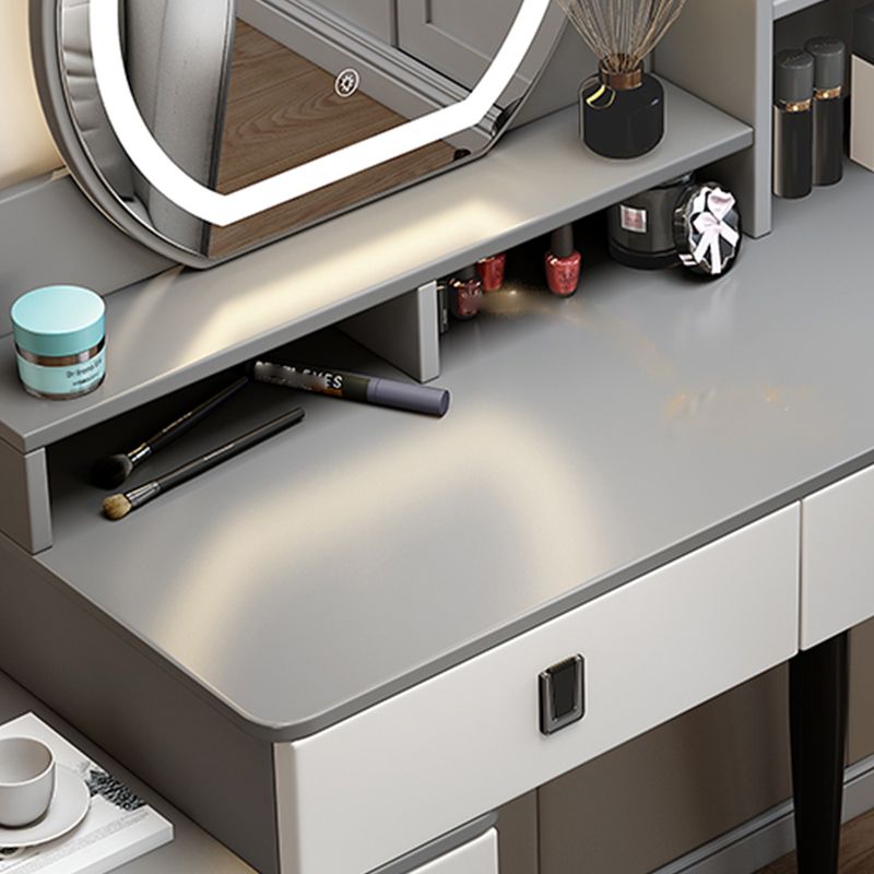 14.56" Wide Vanity Table with 5 Storage Drawer Makeup Table with Mirror