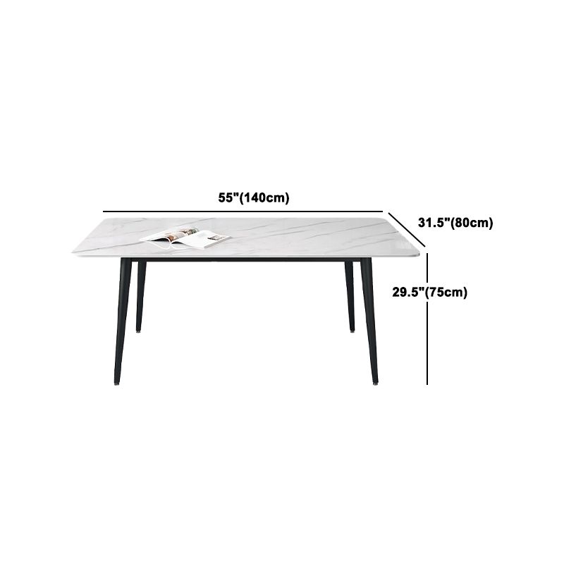 Designer Style White Dining Table Set 1/4/5/7 Pieces Stone and Metal Dinette Set Clearhalo 'Dining Room Sets' 'Dining Tables & Seating' 'dining_room_set' 'furn' 'furn_dining_room_set' 'Furniture' 'Kitchen & Dining Furniture' 1200x1200_195c063e-6892-42ea-821a-ed59b41d3c7d