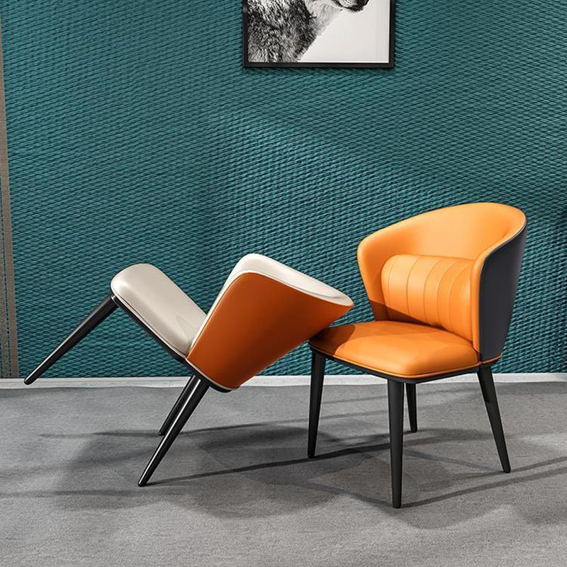 Sillas de comedor de cuero modernas de cuero con ala silla lateral de comedor sin brazo