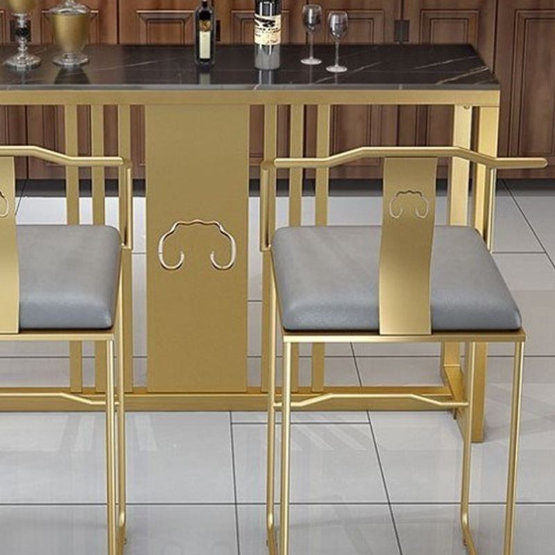 Tavolo da bar per top in pietra di pietra lucidata tavolo da pub glam con telaio metallico