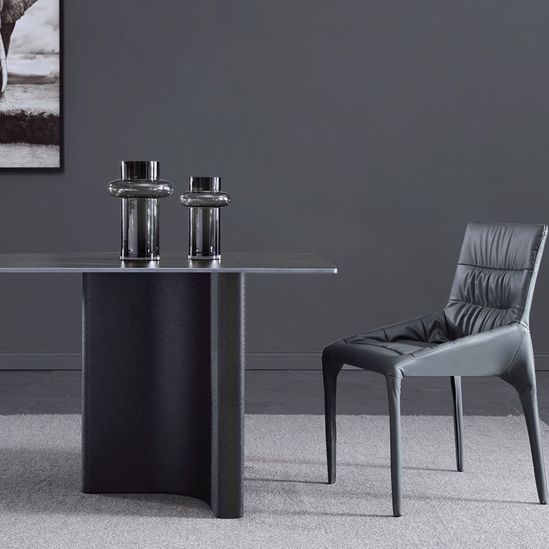 Industrial Sintered Stone Table for Restaurant Rectangle Dining Table with Double Pedestal in Black Clearhalo ' dining_table' 'Dining Tables & Seating' 'Dining Tables' 'furn' 'furn_dining_table' 'Furniture' 'furniture_dining_table' 'Kitchen & Dining Furniture' 'kitchen&dining_furn' 'kitchen' 'kitchen_dining_table' 1200x1200_195e9fcd-af4a-4431-a0bf-a967017feb98