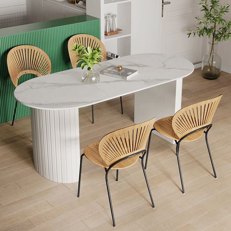White Two Base Dining Table Modern White Stone Top Dining Table for Living Room Clearhalo 'Dining Tables & Seating' 'Dining Tables' 'dining_table' 'furn' 'furn_dining_table' 'Furniture' 'furniture_dining_table' 'Kitchen & Dining Furniture' 1200x1200_195f8a4b-4d17-48ed-8b4e-3e8c3139589e