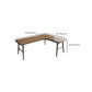L-Shaped Office Laptop Table Wood Writing Desk in Brown with 3-Legs