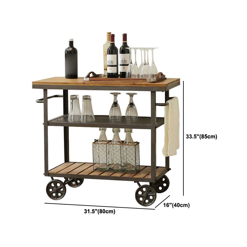 33.46" High Rolling Industrial Kitchen Trolley Wooden Kitchen Trolley for Restaurant Clearhalo 'furn' 'furn_kitchen_islands_carts' 'Furniture' 'Kitchen & Dining Furniture' 'Kitchen Islands & Carts' 'kitchen_islands_carts' 1200x1200_19629a88-1611-449e-b5e1-88401253ec01