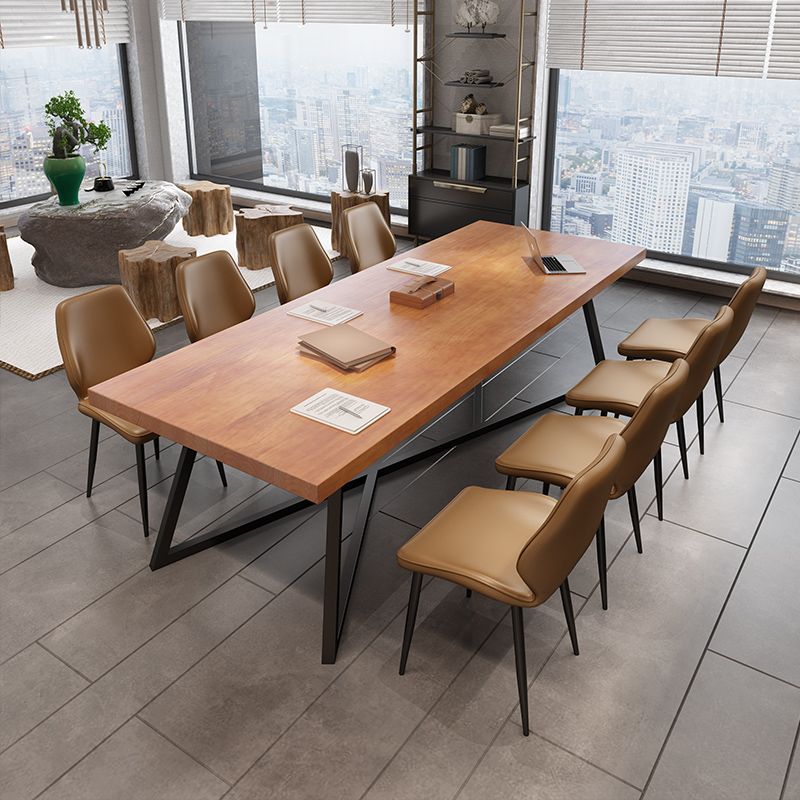 Metal Industrial Rectangle Dining Table Pine Wood Top Table for Kitchen Clearhalo ' dining_table' 'Dining Tables & Seating' 'Dining Tables' 'furn' 'furn_dining_table' 'Furniture' 'furniture_dining_table' 'Kitchen & Dining Furniture' 'kitchen&dining_furn' 'kitchen' 'kitchen_dining_table' 1200x1200_19644c85-4266-44f5-893a-f2470e33cd98