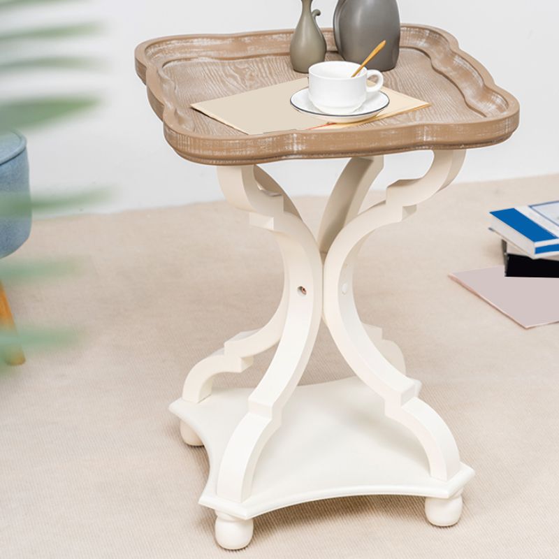 素朴な無垢材4脚丸/幾何学的な苦しめられたリビングルームエンドテーブル