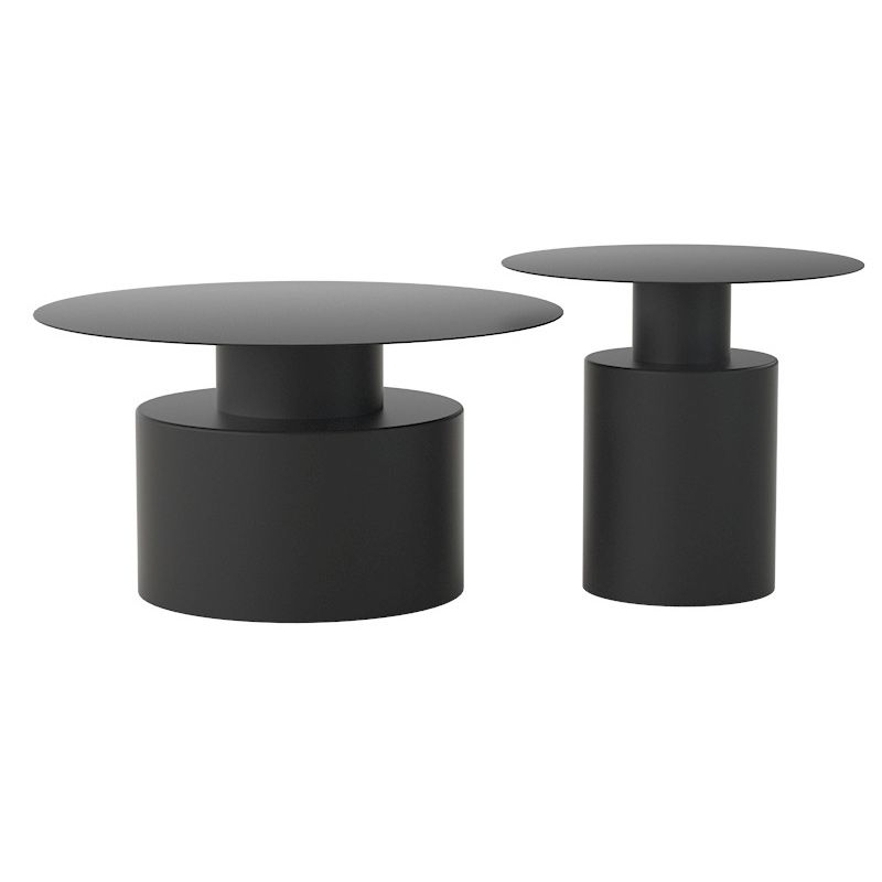 Round Iron Coffee Table Mid-Century Pedestal 2 Pieces Cocktail Table Set Clearhalo 'Coffee & Accent Tables' 'Coffee Tables' 'coffee_tables' 'furn' 'furn_coffee_tables' 'Furniture' 'Living Room Furniture' 1200x1200_196929f9-0803-4fe3-be1d-752d33bbe065