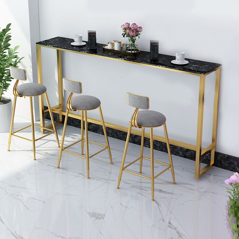 Glam Bar Height Table Faux Marble Top Bistro Bar Table with Trestle Base Clearhalo 'Bar Furniture' 'Bar Tables' 'bar_tables' 'furn' 'furn_bar_tables' 'Furniture' 'Kitchen & Dining Furniture' 1200x1200_196aba5b-0bdb-4b0a-8121-d72cafebb132