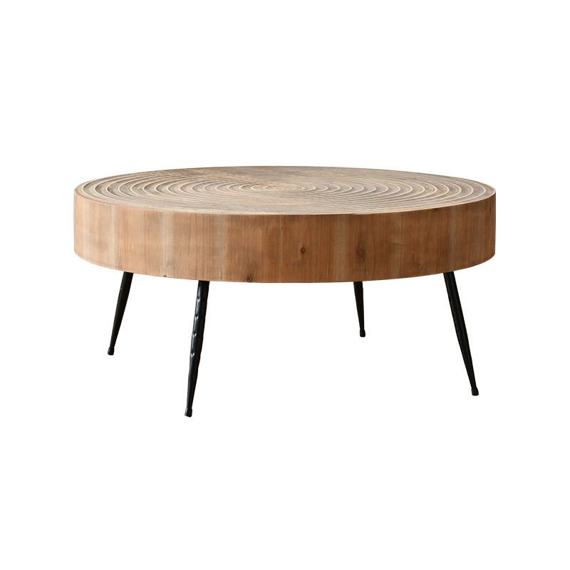 Iron 4 Legs Cocktail Table Scandinavian Round Wooden Coffee Table for Home Clearhalo 'Coffee & Accent Tables' 'Coffee Tables' 'coffee_tables' 'furn' 'furn_coffee_tables' 'Furniture' 'Living Room Furniture' 1200x1200_196c738a-043b-4544-8c0f-cab01721f012