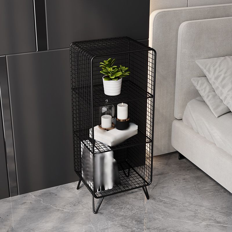 Metal Glam Accent Table Nightstand Open Storage Shelf Included Bed Nightstand with Legs