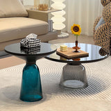 Voetstukbasis ronde moderne stijl glazen tafel met salontafel