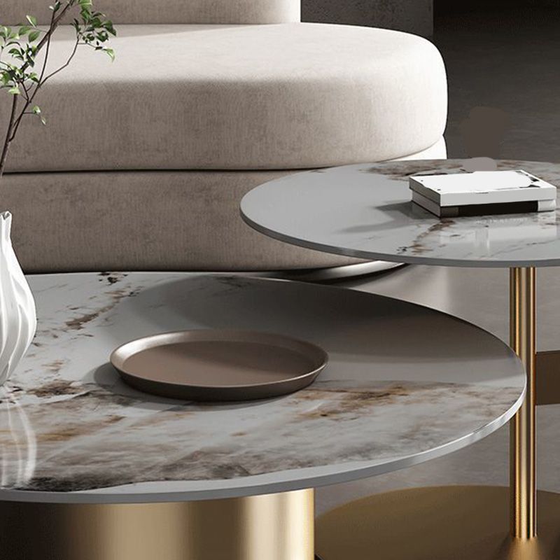 Modern Round Slate Cocktail Table Stainless Steel Pedestal Coffee Table Clearhalo 'Coffee & Accent Tables' 'Coffee Tables' 'coffee_tables' 'furn' 'furn_coffee_tables' 'Furniture' 'Living Room Furniture' 1200x1200_196da460-acab-4738-be1c-5a34592ae81c