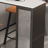 1/5 Pieces Modern Rectangle Sintered Stone Counter Table with High Stools