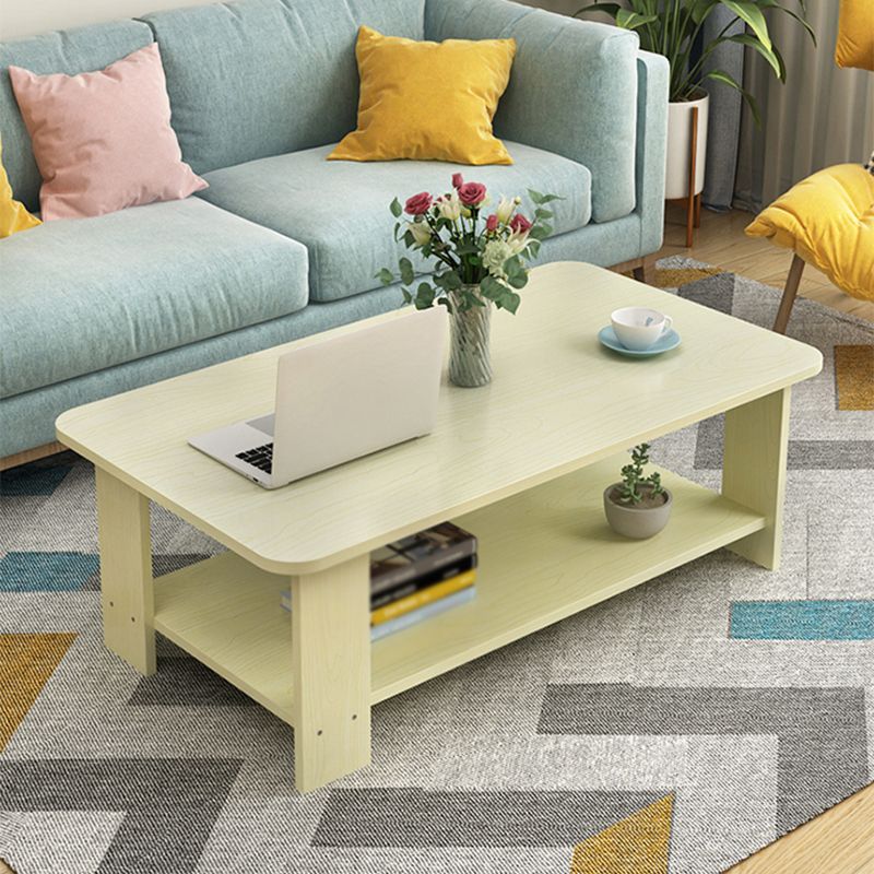 Rechthoekige houten salontafel 1 enkele cocktailtafel met opbergplank