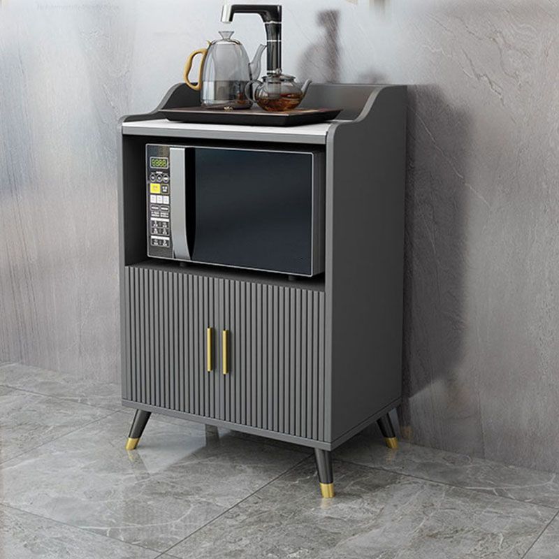 Server da pranzo interno glam Sideboard in legno in finto grigio con top in pietra