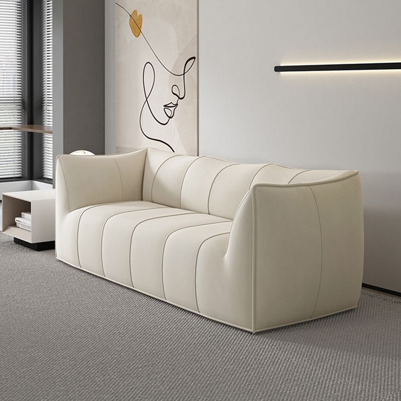 Contemporary White Cushions Flared Arm Fabric Living Room Seating Clearhalo 'furn' 'furn_sofas' 'Furniture' 'Living Room Furniture' 'Sofa' 'sofas' 1200x1200_1972dcb5-e965-415d-9c54-84509fa1e59f
