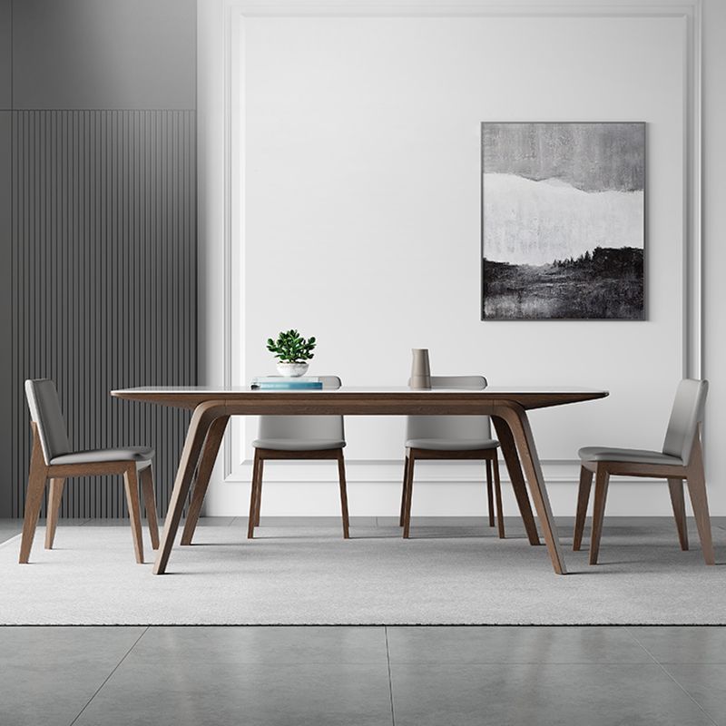 5/7 PCs zeitgenössischer Steinrechteck -Formtisch mit gepolsterter Stuhl