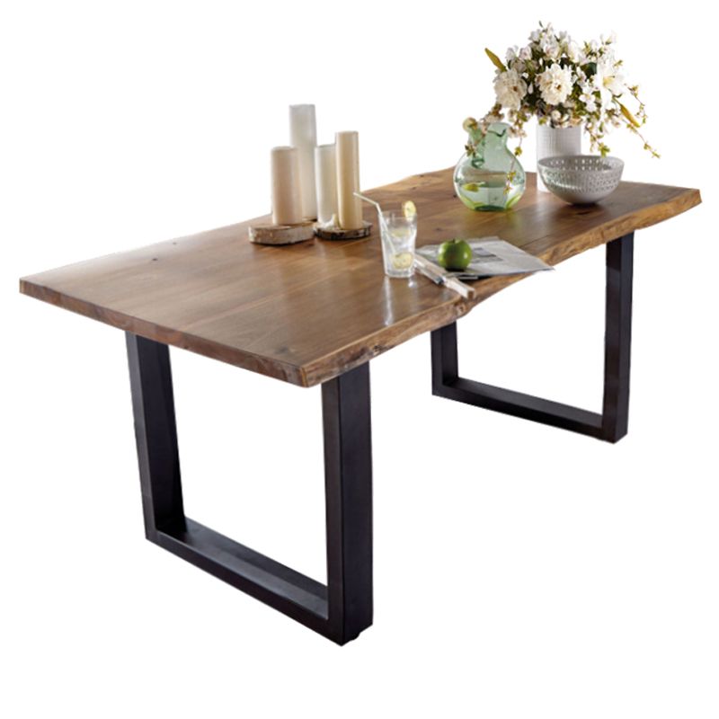 Metal Industrial Rectangle Dining Table Solid Wood Top Table with Sled Base Clearhalo ' dining_table' 'Dining Tables & Seating' 'Dining Tables' 'furn' 'furn_dining_table' 'Furniture' 'furniture_dining_table' 'Kitchen & Dining Furniture' 'kitchen&dining_furn' 'kitchen' 'kitchen_dining_table' 1200x1200_197459e7-efa6-4075-98b0-929de3e42d10