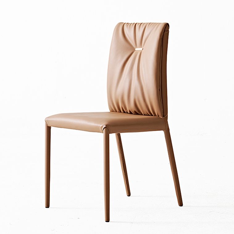 Contemporary Style Leather Dining Side Chairs Solid Back Armless Chairs (Set of 2) Clearhalo ' kitchen&dining_furn' 'Dining Chairs' 'Dining Tables & Seating' 'dining_chair' 'furn' 'furn_dining_chair' 'Furniture' 'furniture_dining_chair' 'Kitchen & Dining Furniture' 'kitchen' 1200x1200_19747151-778d-4468-9ba5-928a2d54da94