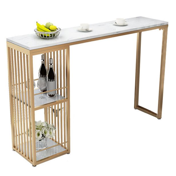 Stone Top Bar Dining Table Traditional Luxury Rectangle Bar Table with Gold Sled Base Clearhalo 'Bar Furniture' 'Bar Tables' 'bar_tables' 'furn' 'furn_bar_tables' 'Furniture' 'furniture_bar_tables' 'Kitchen & Dining Furniture' 1200x1200_19753780-cc8f-497f-994f-2eee15d5335d