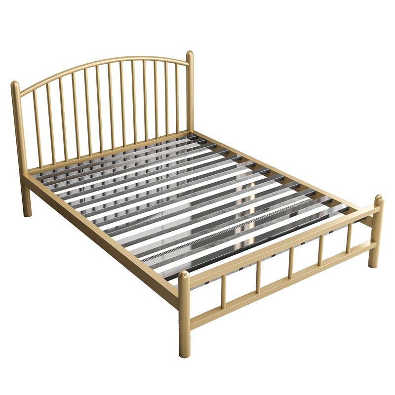 Metal Glam Slat Bed with Headboard Standard Bed with Metal Legs Clearhalo 'Bedroom Furniture' 'Beds' 'furn' 'furn_beds' 'Furniture' 1200x1200_19779b37-03c5-401b-a311-8386b0e5b8d5
