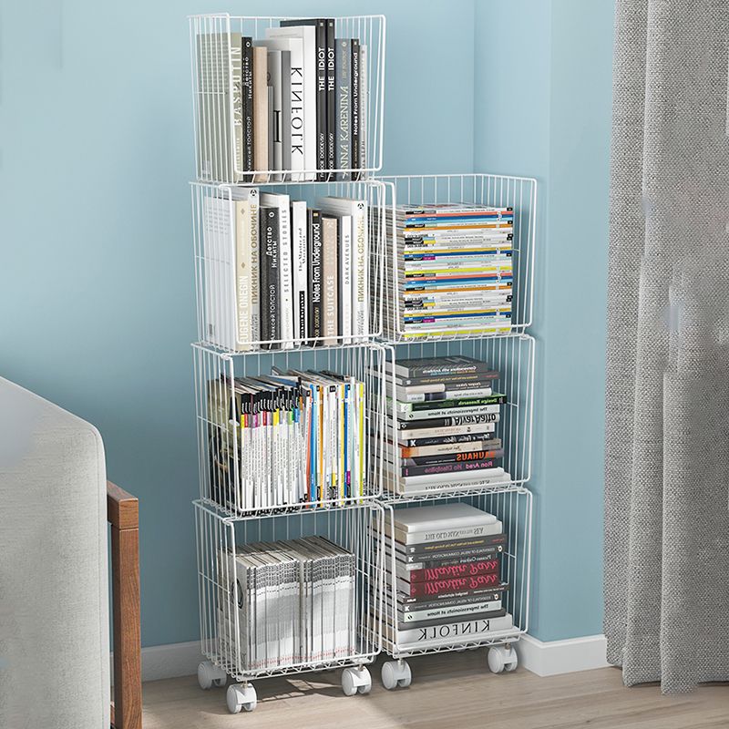 Modern Style Bookshelf Standard Closed Back Metal Bookcase for Home with Wheels Clearhalo 'Bookcases' 'furn' 'furn_bookcases' 'Furniture' 'furniture_bookcases' 'Office Furniture' 1200x1200_19786777-322b-4df4-b489-bce07b09a16a