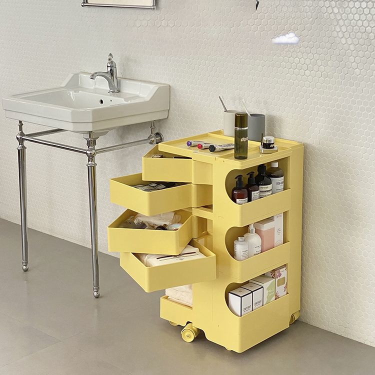 Moderner Plastik -Nachttisch Open Storage Night Ständer mit Rädern