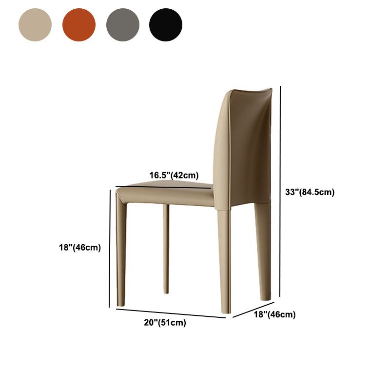 Designer Style Armless Chair Parsons Back Leather Chair for Restaurant Clearhalo 'Dining Chairs' 'Dining Tables & Seating' 'dining_chair' 'furn' 'furn_dining_chair' 'Furniture' 'Kitchen & Dining Furniture' 1200x1200_197accea-20f8-442c-a510-d324497c7dd7