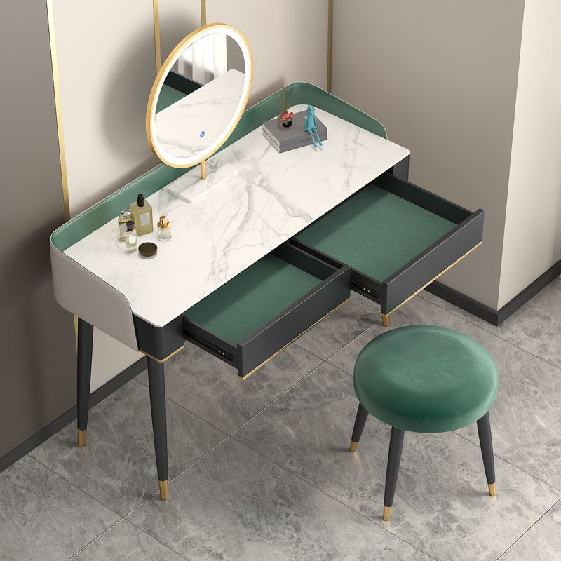Vanity Set with 2 Storage Drawers Green Make-up Vanity, 15.74" Wide