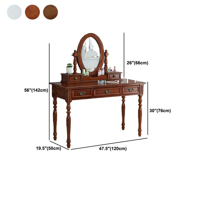 19.68" Wide Rubberwood Vanity Set Make-up Vanity with Drawer and Mirror