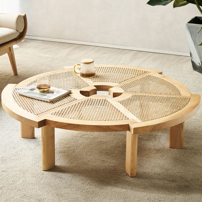 Scandinavian 1 Single Coffee Table Round Wood Cocktail Table