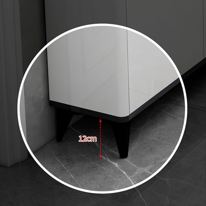 Cena in vetro Sideboard Sideboard White Mirroring Board con gambe metalliche