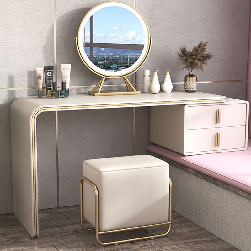 Cassetti doppi glam Camera da letto in pelle finta con tavolo da trucco e vanità per il trucco delle feci