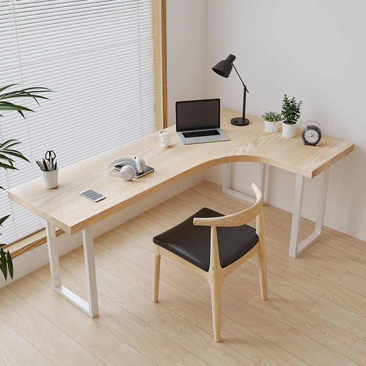 Contemporary Bedroom Writing Desk Wooden Office Desk with White Legs Clearhalo 'furn' 'furn_office_desk' 'Furniture' 'Office Desks' 'Office Furniture' 'office_desk' 1200x1200_19806c3c-0c12-4a40-ae14-fbaef6884deb