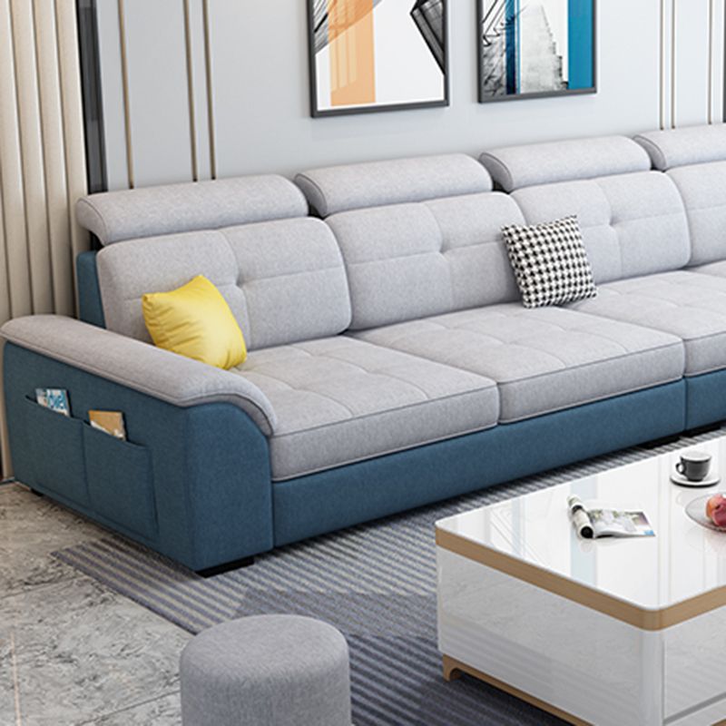 133.07" D x 70.86" W x 35.43" H Pillow Top Arm Sofa with Adjustable Bolster Pillows Clearhalo 'furn' 'furn_sectionals' 'Furniture' 'furniture_sectionals' 'kitchen' 'kitchen_sectionals' 'Living Room Furniture' 'Sectionals' 1200x1200_1981429c-8db3-479b-811f-6c0d7ce6dbf7