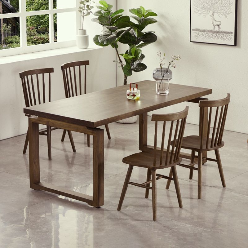 Modern 1/2/3/5 Pieces Dining Set Rectangle Double Pedestal Dinette Set in Natural Clearhalo 'Dining Room Sets' 'Dining Tables & Seating' 'dining_room_set' 'furn' 'furn_dining_room_set' 'Furniture' 'Kitchen & Dining Furniture' 1200x1200_19838c93-cdea-4f2c-9259-87cfef50f7f2