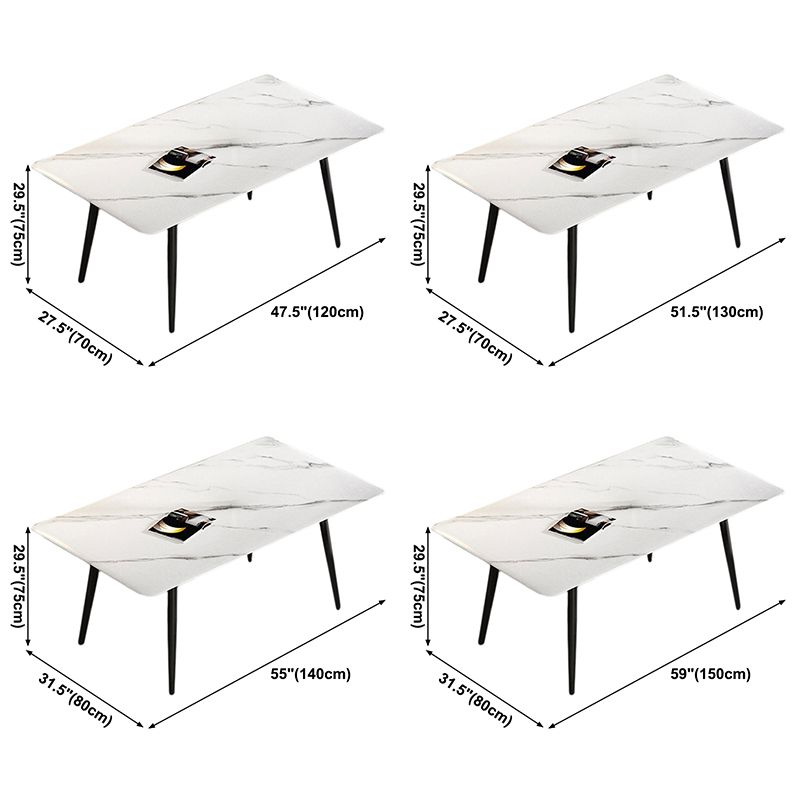 Sintered Stone White Dining Table Simplicity 4 Legs Table for Dining Room Clearhalo ' dining_table' 'Dining Tables & Seating' 'Dining Tables' 'Furniture' 'furniture_dining_table' 'Kitchen & Dining Furniture' 'kitchen&dining_furn' 'kitchen' 'kitchen_dining_table' 1200x1200_19844c0b-49c1-4e6a-9b1e-ffee031aee7d