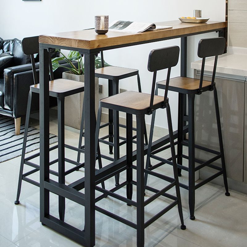 Pine Wood Bar Dining Table Industrial Rectangle Bar Table with Trestle for Milk Tea Shop Clearhalo 'Bar Furniture' 'Bar Tables' 'bar_tables' 'furn' 'furn_bar_tables' 'Furniture' 'Kitchen & Dining Furniture' 1200x1200_19868b60-8bf0-4dc3-9852-29bcfe79dacb