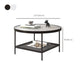 Table de cocktail ronde en verre, table basse en fer à 4 pieds avec étagère