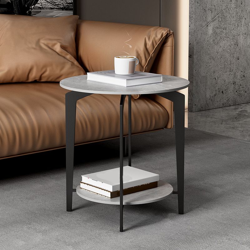 Minimalistische ronde hoektafel leisteen 4 poten banken bijzettafel met opslag